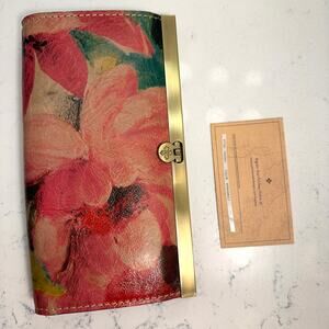 NEW PATRICIA NASH Italian Leather Floral Multi Pocket Wallet